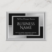 エレガントアールデコ銀黒幾何金属 名刺 (正面)