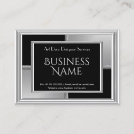 エレガントアールデコ銀黒幾何金属 名刺