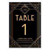 エレガントアールデコ黒金ゴールド結婚のテーブル番号 テーブルナンバー (裏面)