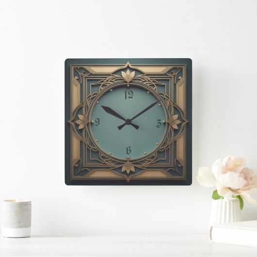 エレガントアールデコ スクエア壁時計 (ホーム)