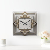 エレガントアールデコ スクエア壁時計 (ホーム)