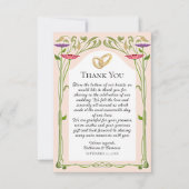 エレガントアールヌーボーとリングや輪結婚の サンキューカード (正面)