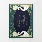 エレガントアールヌーボース結婚ワン 三つ折り招待状 (カバー)