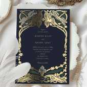 エレガントアールヌーボードラゴンフライ結婚式招待状 箔招待状