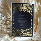 エレガントアールヌーボードラゴンフライ結婚式招待状 箔招待状