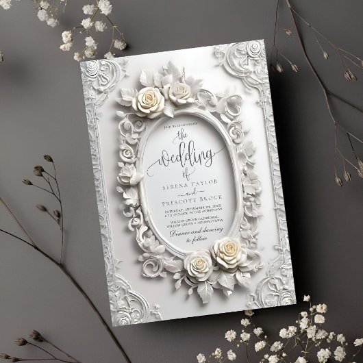 エレガントアールヌーボーバラフレ結婚ーム 招待状