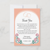 エレガントアールヌーボーピーチ結婚カラー サンキューカード (正面)