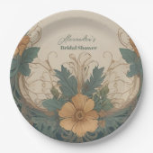 エレガントアールヌーボーフローラブライダルシャワー ペーパープレート (正面)