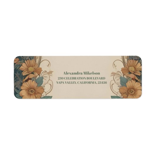 エレガントアールヌーボーフローラブライダルシャワー ラベル (正面)