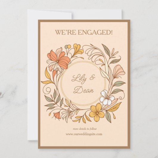 エレガントアールヌーボーフローラ婚約 案内状 (正面)