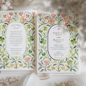 エレガントアールヌーボーフローラ水彩金ゴールド結婚ズ 箔招待状