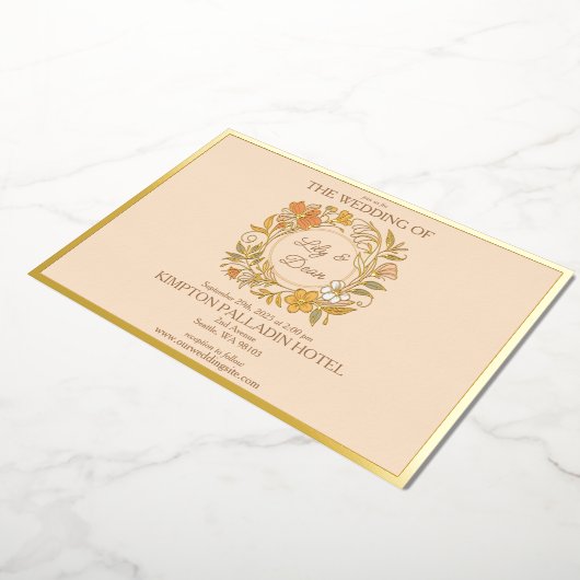 エレガントアールヌーボーフローラ結婚式招待状 箔招待状 (回転した状態)