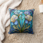 エレガントアールヌーボーブモダンルーパープルアイリスフローラ クッション (ブランケット)