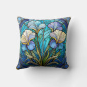 エレガントアールヌーボーブモダンルーパープルアイリスフローラ クッション (裏面)