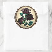 エレガントアールヌーボーブラックバラデザイン ラウンドシール (バッグ)