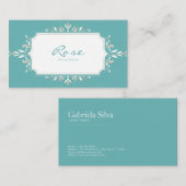 エレガントアールヌーボーボタニカルティール(緑がかった色)&タウペ 名刺 (正面/裏面)