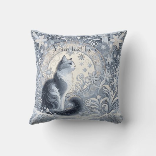 エレガントアールヌーボー猫デザインカスタマイズ クッション (裏面)