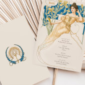 エレガントアールヌーボー結婚ズ飲料メニューカード 招待状