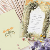 エレガントアールヌーボー結婚フローラデザイン 箔招待状