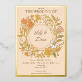 エレガントアールヌーボー結婚フローラ 箔招待状 (正面)