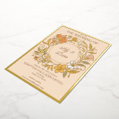 エレガントアールヌーボー結婚フローラ 箔招待状 (回転した状態)