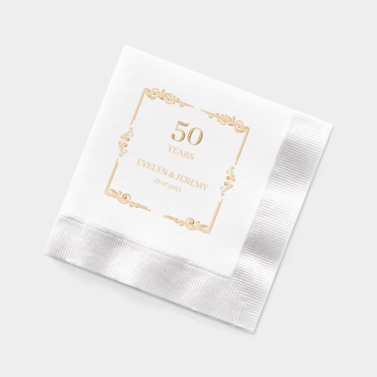 エレガントアールヌーボー結婚周年記念 箔ナプキン (左)