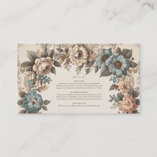 エレガントアールヌーボー結婚式招待状 エンクロージャーカード (正面)