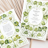 エレガントアールヌーボー緑の結婚葉 招待状