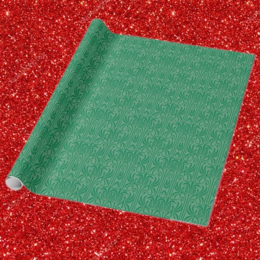 エレガントアールヌーボー緑色映画 ラッピングペーパー