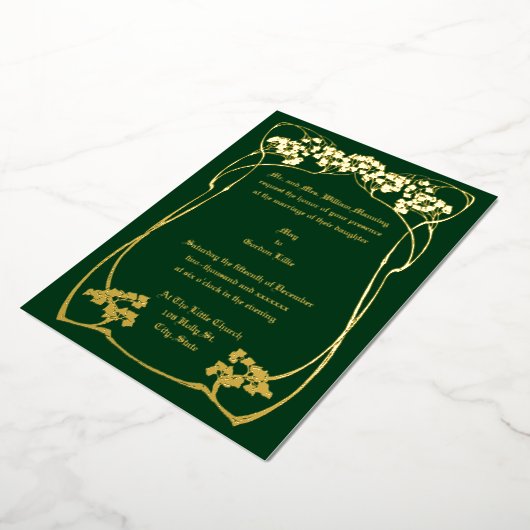 エレガントアールヌーボー縁ど葉 箔招待状 (回転した状態)