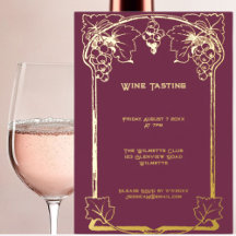 エレガントアールヌーボー葡萄フォイル招待状