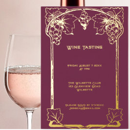 エレガントアールヌーボー葡萄フォイル招待状 箔招待状