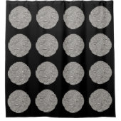 エレガントアールヌーボー銀黒メダリオン シャワーカーテン (正面)