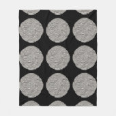 エレガントアールヌーボー銀黒メダリオン フリースブランケット (正面)