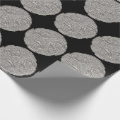 エレガントアールヌーボー銀黒メダリオン ラッピングペーパー (角)