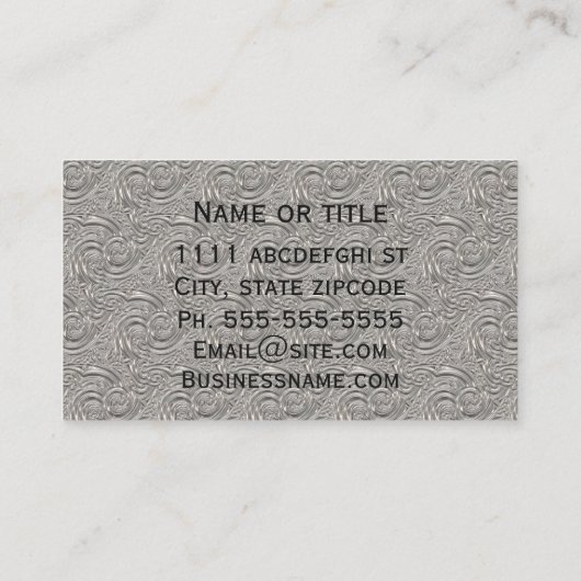 エレガントアールヌーボー銀黒メダリオン 名刺 (裏面)