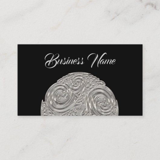 エレガントアールヌーボー銀黒メダリオン 名刺 (正面)