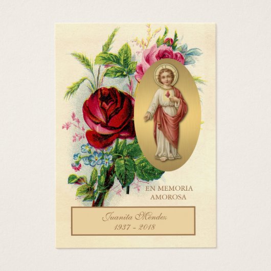 エレガントイエススペインのバラ宗教的祈りの言葉カード (正面)