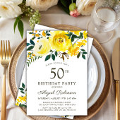 エレガントイエローガーデンバラフローラ50th誕生日 招待状