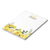 エレガントイエローガーデンフローラモノグラムの ノートパッド (回転)