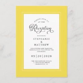 エレガントイエローグレーウェディングレセプションシッ縁どク エンクロージャーカード