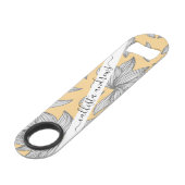 エレガントイエローシルバーグリッターフローララインアート スピード栓抜き (正面アングル)