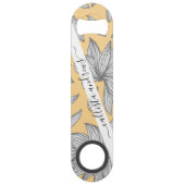 エレガントイエローシルバーグリッターフローララインアート スピード栓抜き (正面)