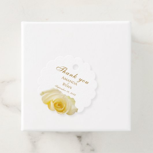 エレガントイエローローズフローラ結婚ズ・サンキュー フェイバータグ (インサイチュ)