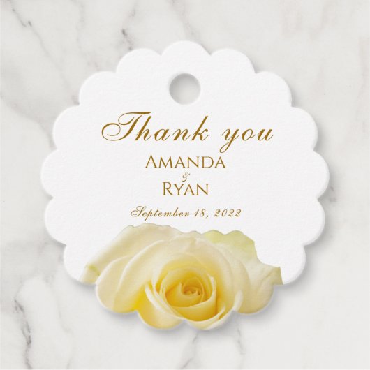 エレガントイエローローズフローラ結婚ズ・サンキュー フェイバータグ (正面)