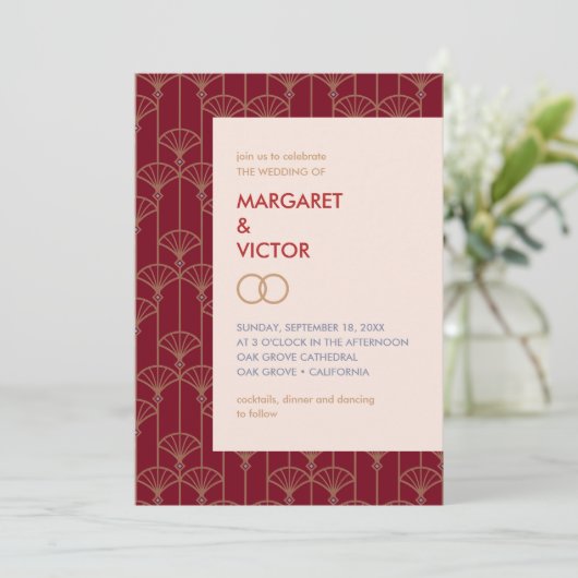 エレガントイカットパターン結婚式招待状 招待状 (スタンド正面)