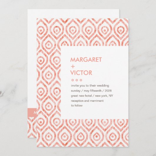 エレガントイカットパターン結婚式招待状 招待状 (正面/裏面)