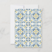 エレガントイタリアンブルータイル結婚レモン サンキューカード (裏面)