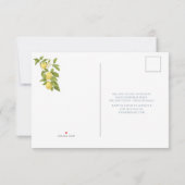 エレガントイタリアンブルータイル結婚レモン 出欠カード (裏面)