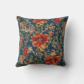エレガントイタリアンヴィンテージ赤葉花 クッション (裏面)